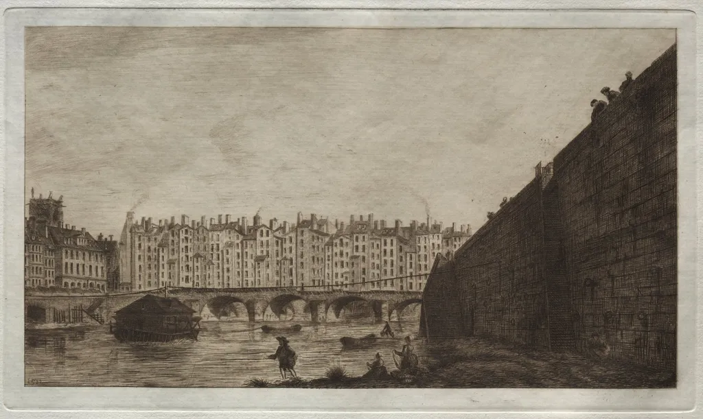 Le Pont-au-change, Paris, vers 1784, by Edmond Gosselin, 1881