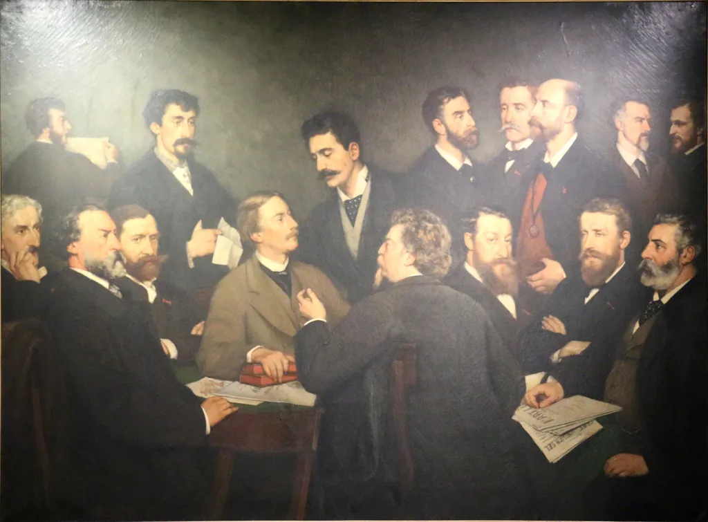 Portrait of members of the Société libre des Beaux-Arts, by Edmond Lambrichs, oil, 1863