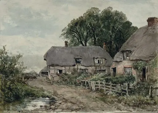 Cottages Near Ringwood, Hants, by Edmund Morison Wimperis