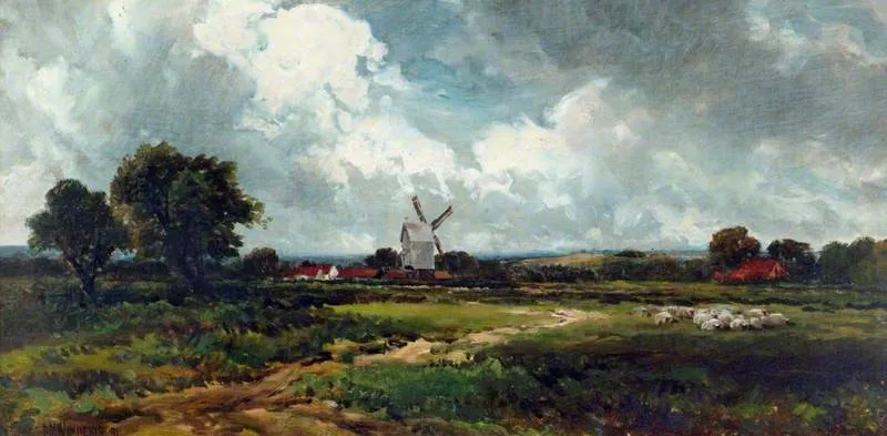 Landscape with a Windmill, by Edmund Morison Wimperis, oil, 1896