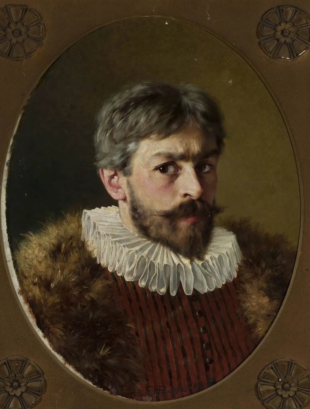 Self-portrait in the 17th-century costume, by Edmund Perle, oil, 1896