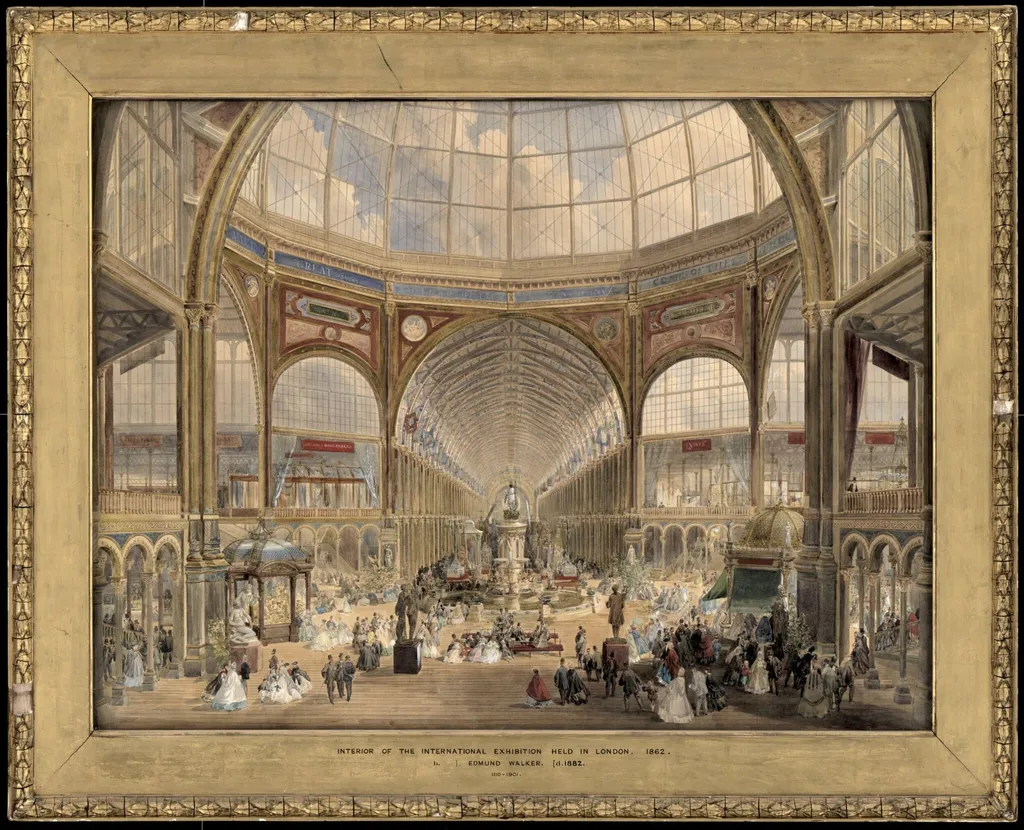 Interior of the international exhibition of 1862, by Edmund Walker, watercolor, 1862