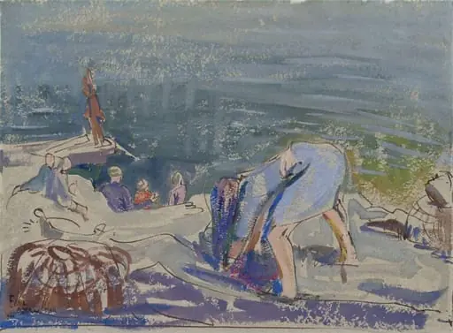 Study at Portscatho, Cornwall, by Edna Clarke Hall