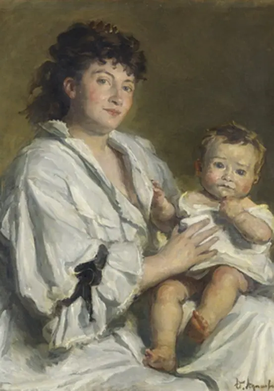 Madame Louis Claes et sa fille, by Edouard Agneessens