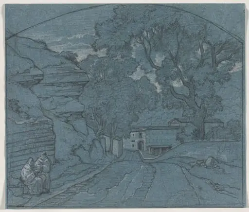 Landscape with Two Monks, by Édouard Bertin