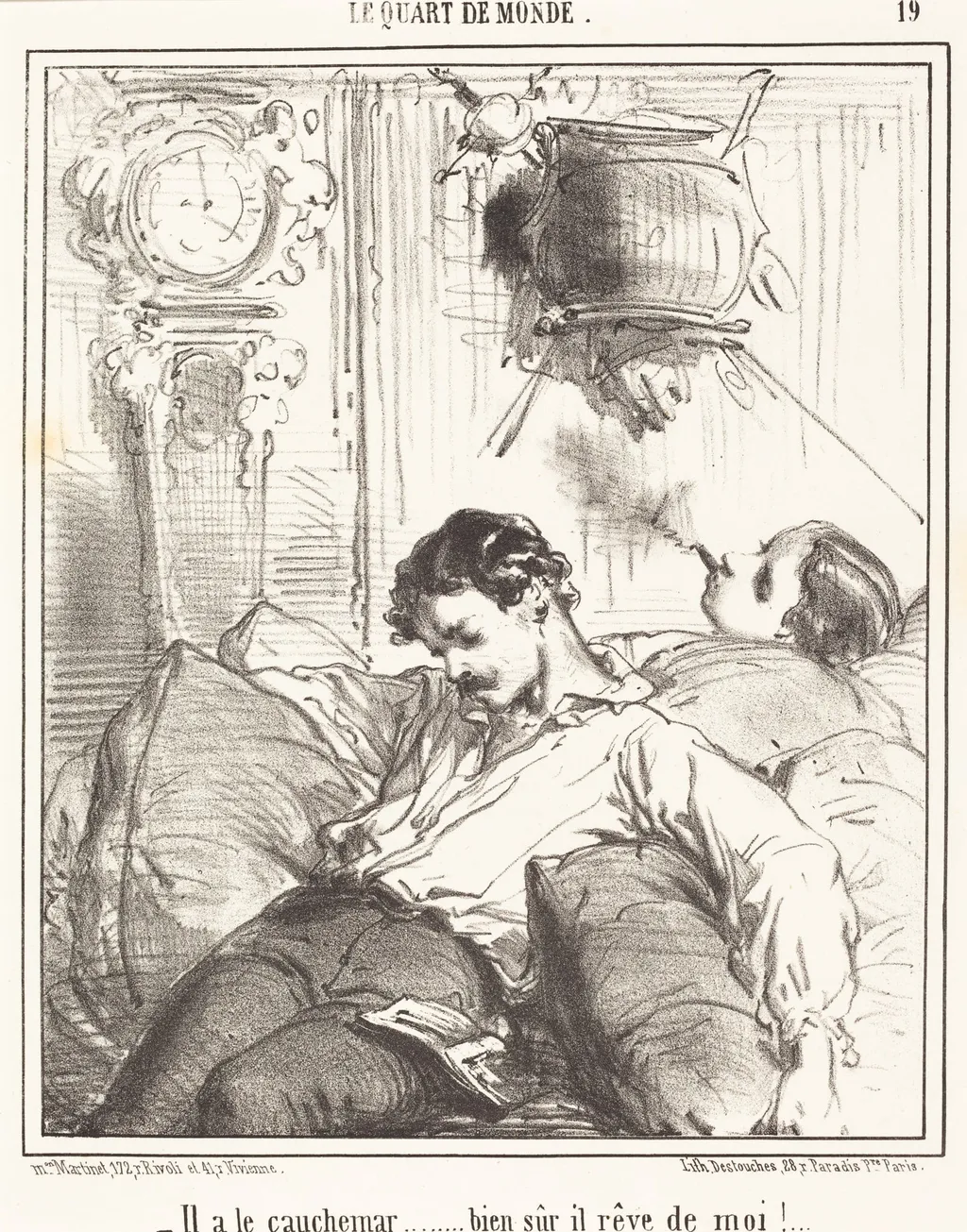 Il a le cauchemar..., by Édouard de Beaumont, ink, 1821