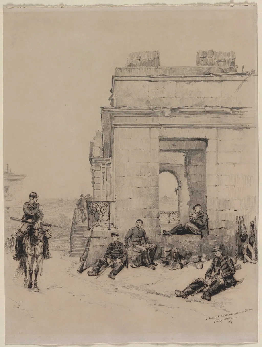 Soldiers Resting (recto), by Édouard Detaille, 1878