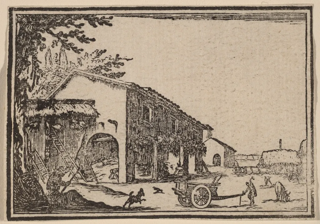 Courtyard of a Farm, by Edouard Eckman, ink, 1621