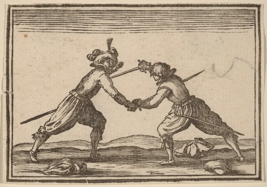 Duel with Swords, by Edouard Eckman, ink, 1621