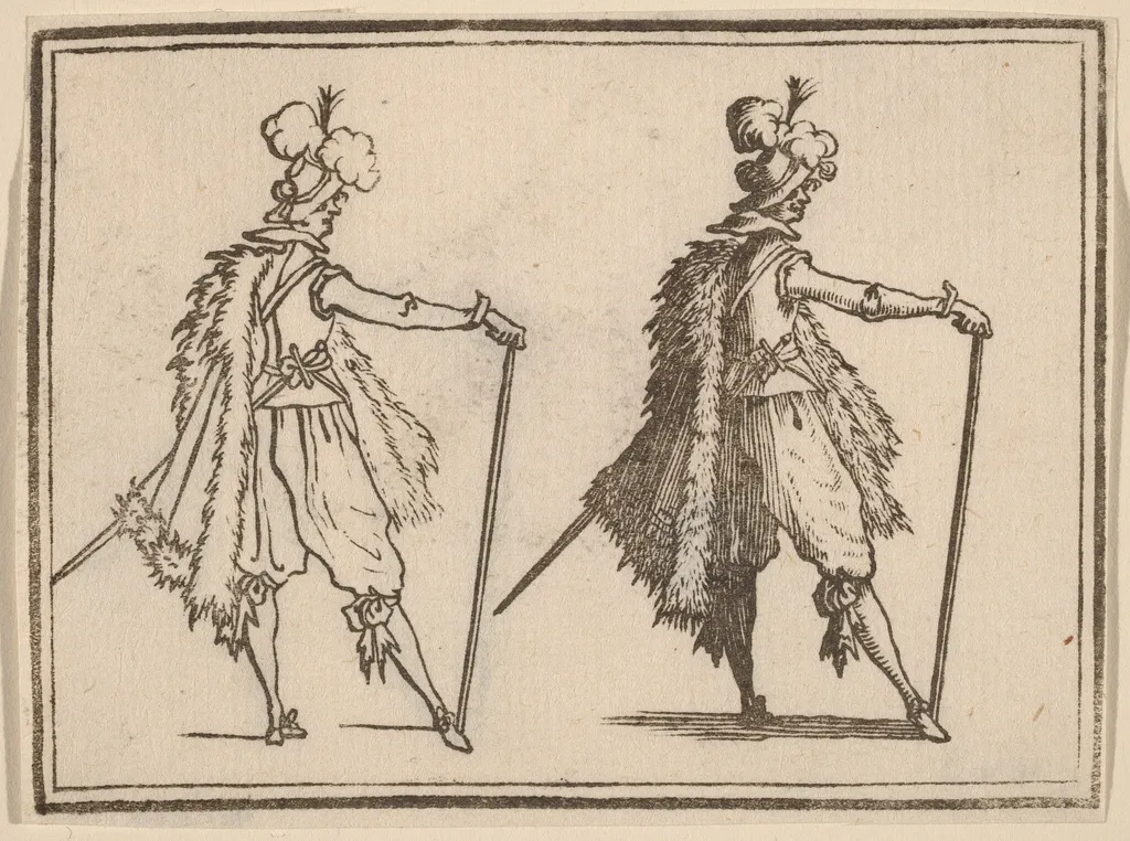 Gentleman with Cane, by Edouard Eckman, ink, 1621