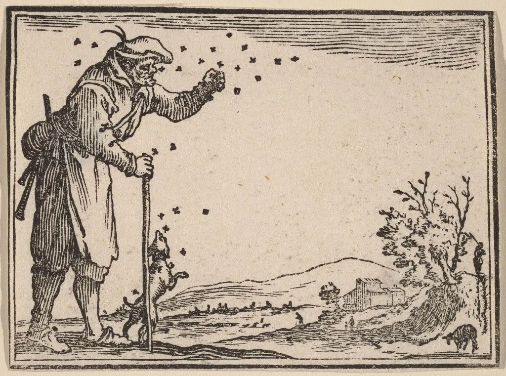 Peasant Attacked by Bees, by Edouard Eckman, ink, 1621