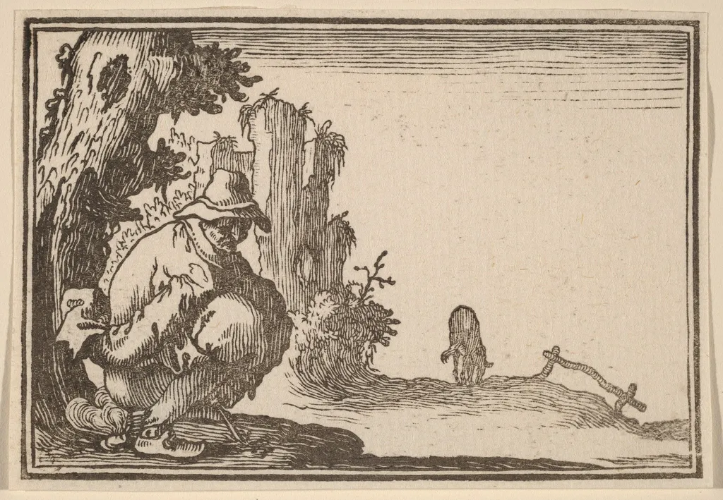 Peasant Defecating, by Edouard Eckman, ink, 1621