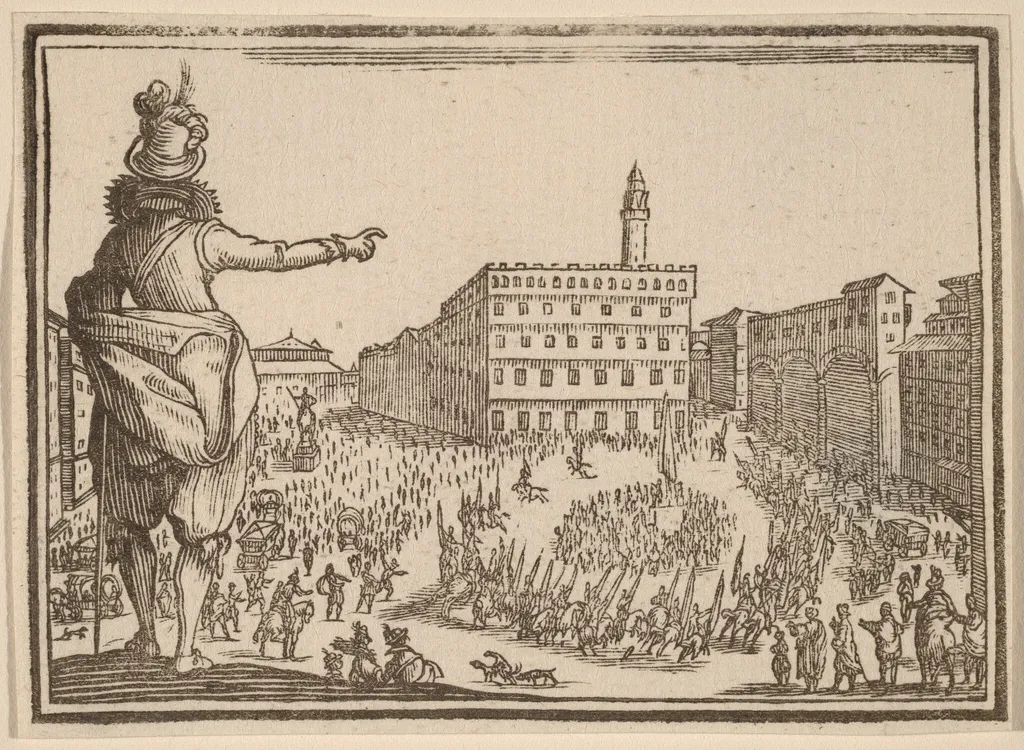 Piazza della Signoria, Florence, by Edouard Eckman, ink, 1621