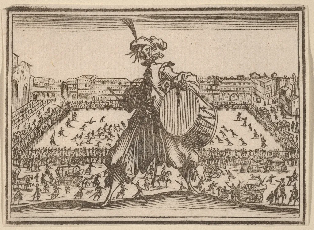 Piazza Santa Croce, Florence, by Edouard Eckman, ink, 1621
