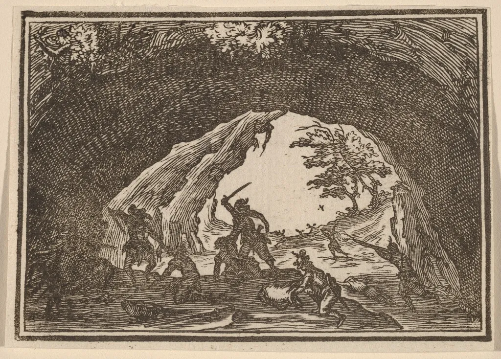 Soldiers Attacking Robbers, by Edouard Eckman, ink, 1621