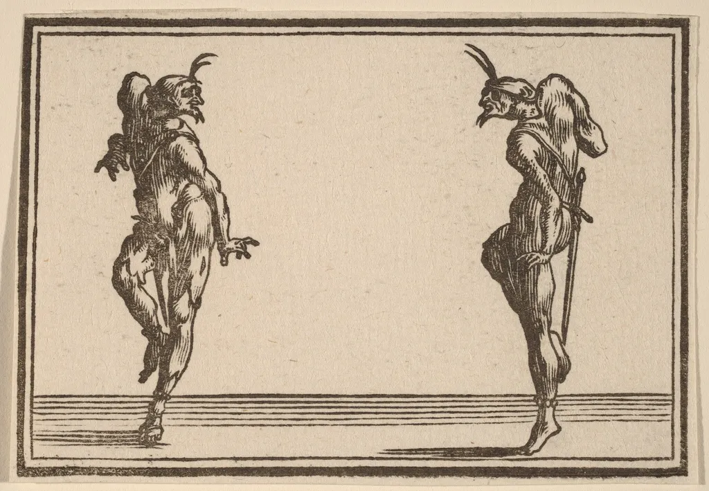 Two Pantaloons Dancing, by Edouard Eckman, ink, 1621