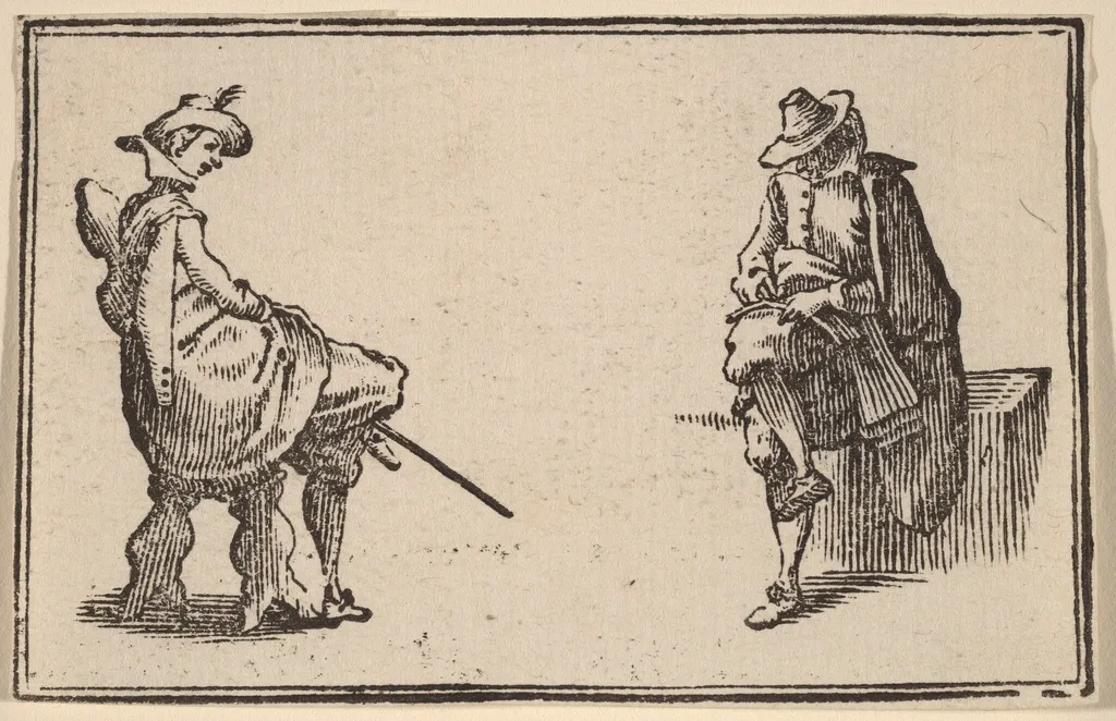Two Seated Figures, by Edouard Eckman, ink, 1621