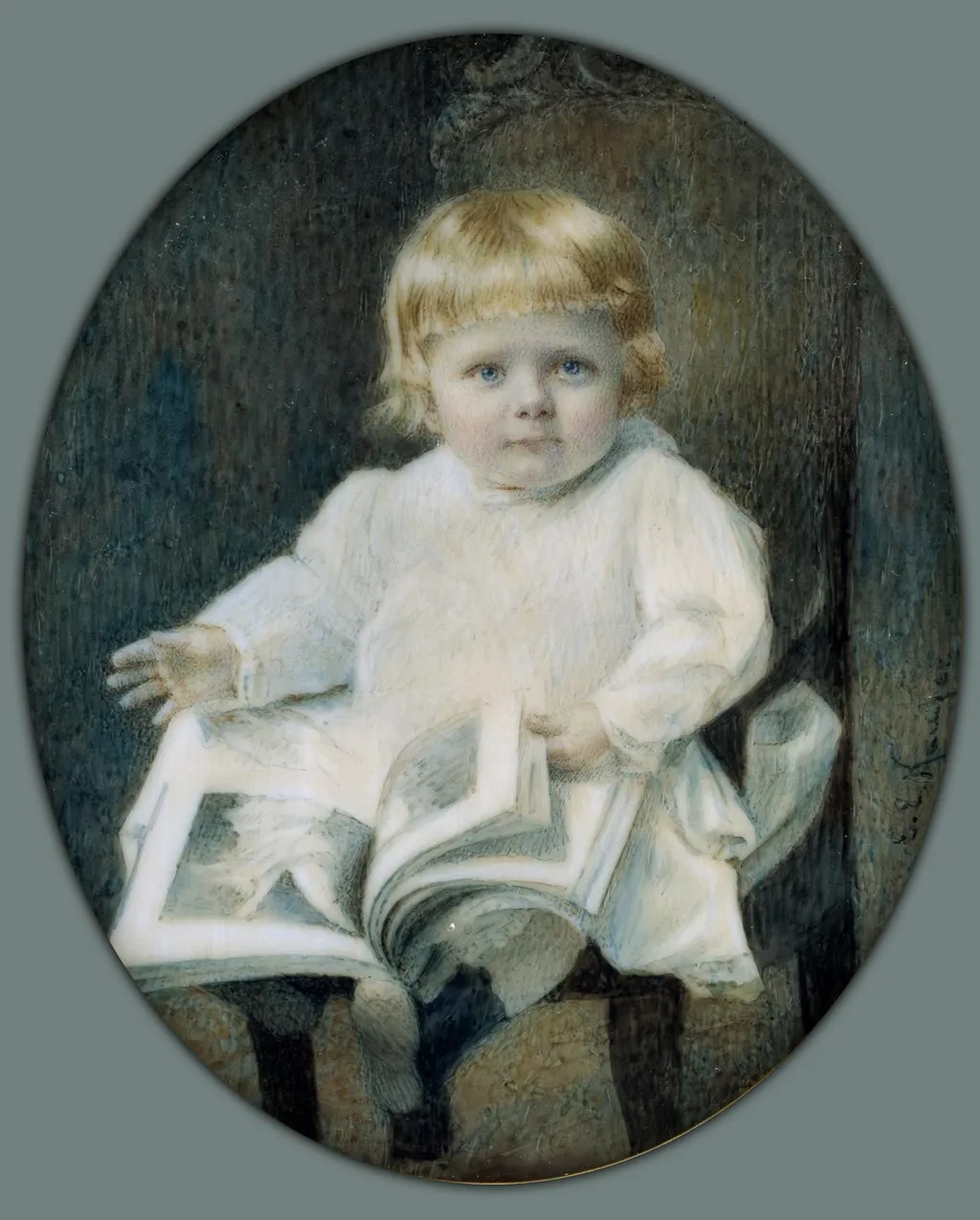Portrait of a Boy, by Edouard Elias Kaufer, watercolor, 1900