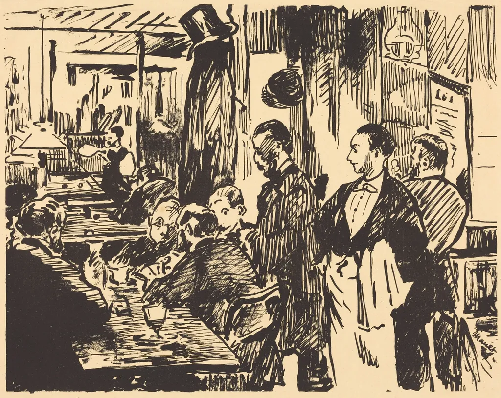 At the Café (Au café), by Edouard Manet, ink, 1869