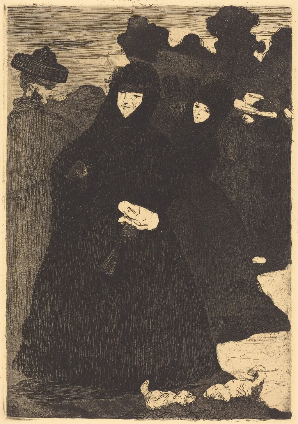 At the Prado (Au Prado), by Edouard Manet, ink, 1866
