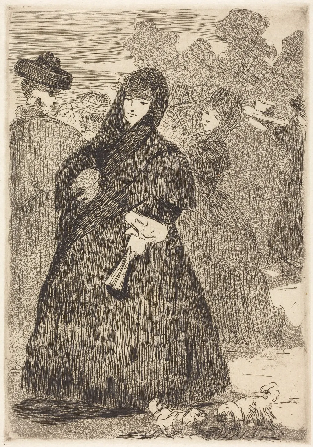 At the Prado (Au Prado), by Edouard Manet, ink, 1866