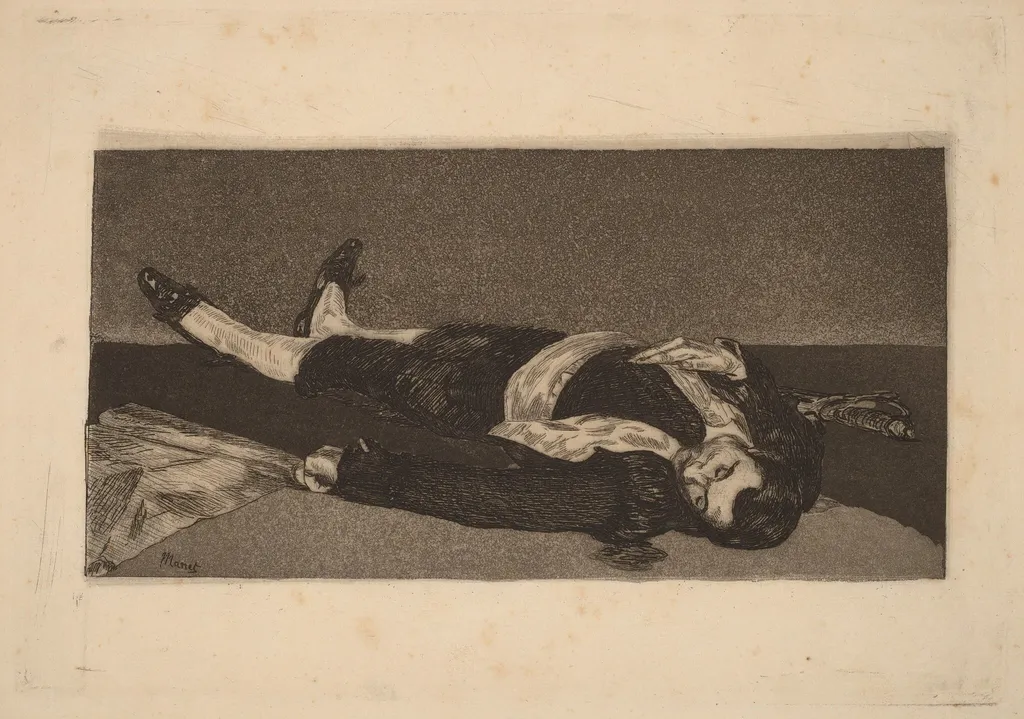 Dead Toreador (Torero mort), by Edouard Manet, ink, 1868