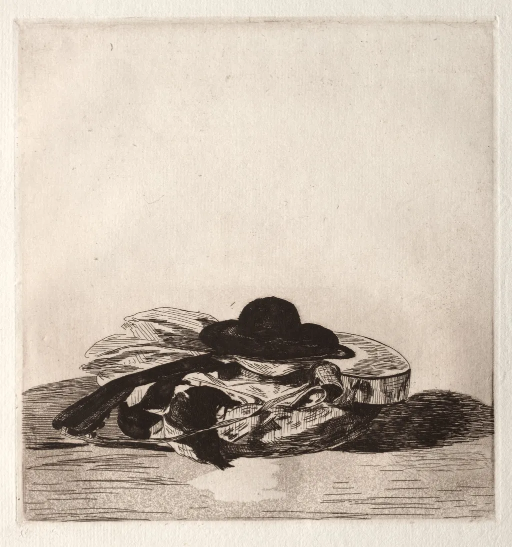 Fronttispiece for an Edition of Etchings: Hat and Guitar, by Edouard Manet, 1862