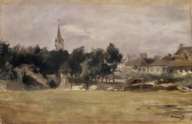 Landscape with a Village Church, by Edouard Manet, oil, 1870