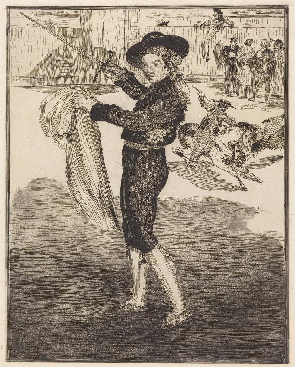 Mlle. Victorine in the Costume of an "Espada"(L'espada), by Edouard Manet, ink, 1862