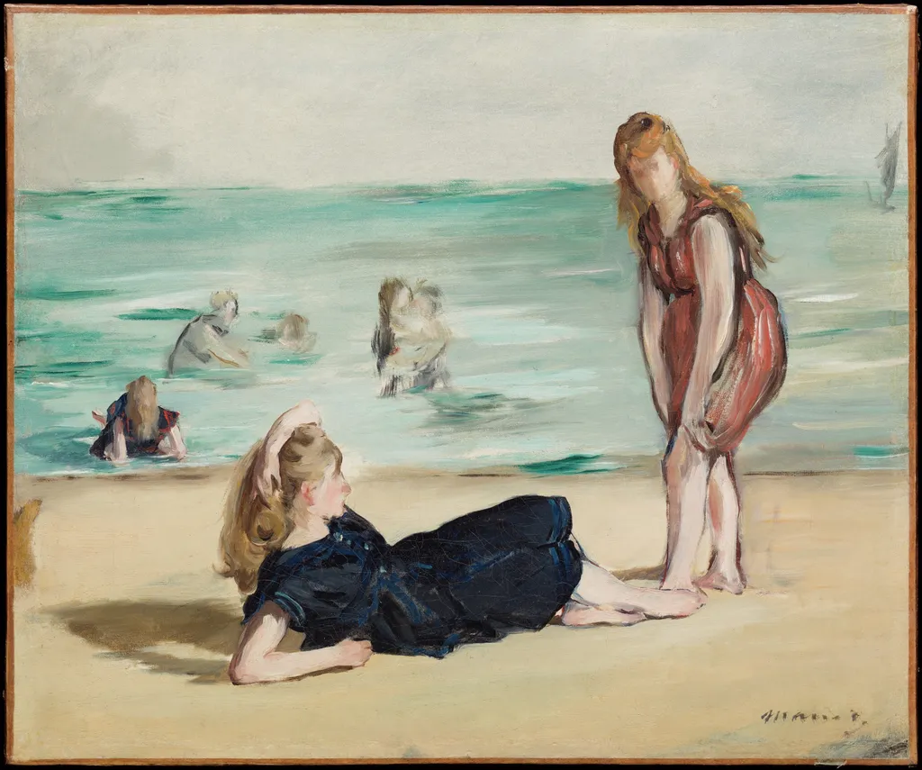 On the Beach, by Edouard Manet, oil, 1868