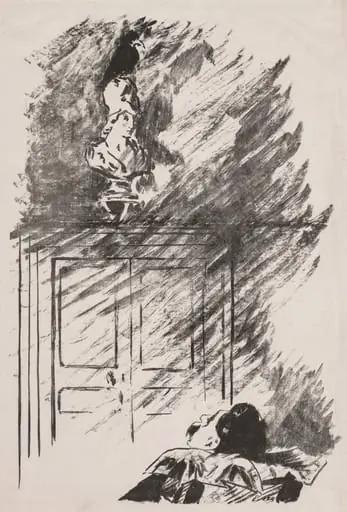 Perched upon a Bust of Pallas, by Edouard Manet