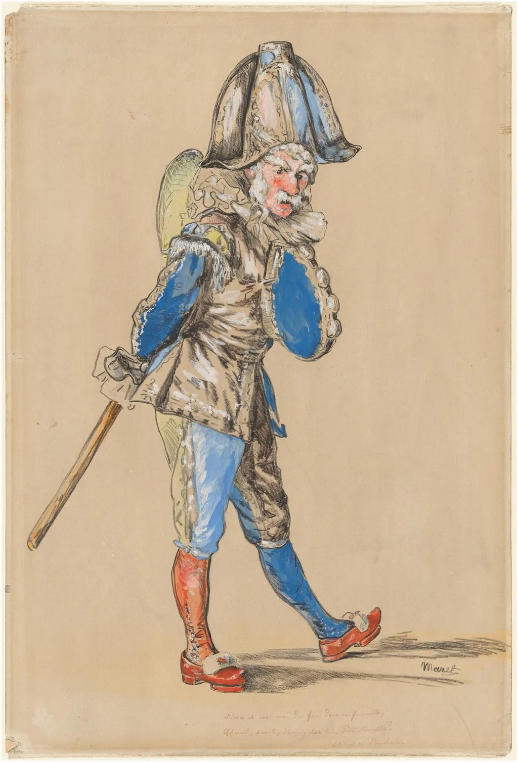 Polichinelle, by Edouard Manet, watercolor, 1874