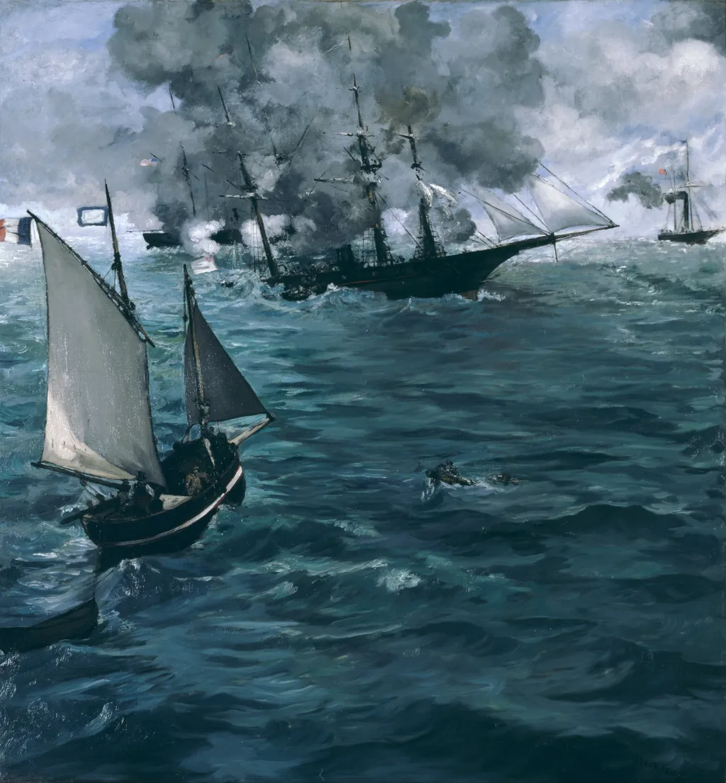 The Battle of the Kearsarge and the Alabama, by Edouard Manet, oil, 1865