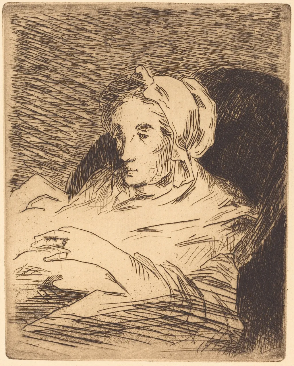 The Convalescent (La convalescente), by Edouard Manet, ink, 1877