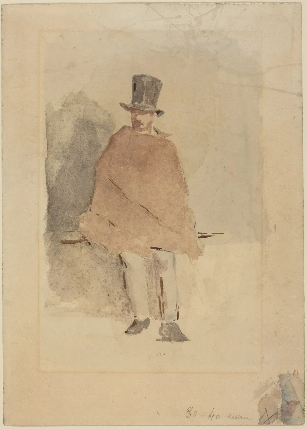 The Man in the Tall Hat, by Edouard Manet, watercolor, 1858