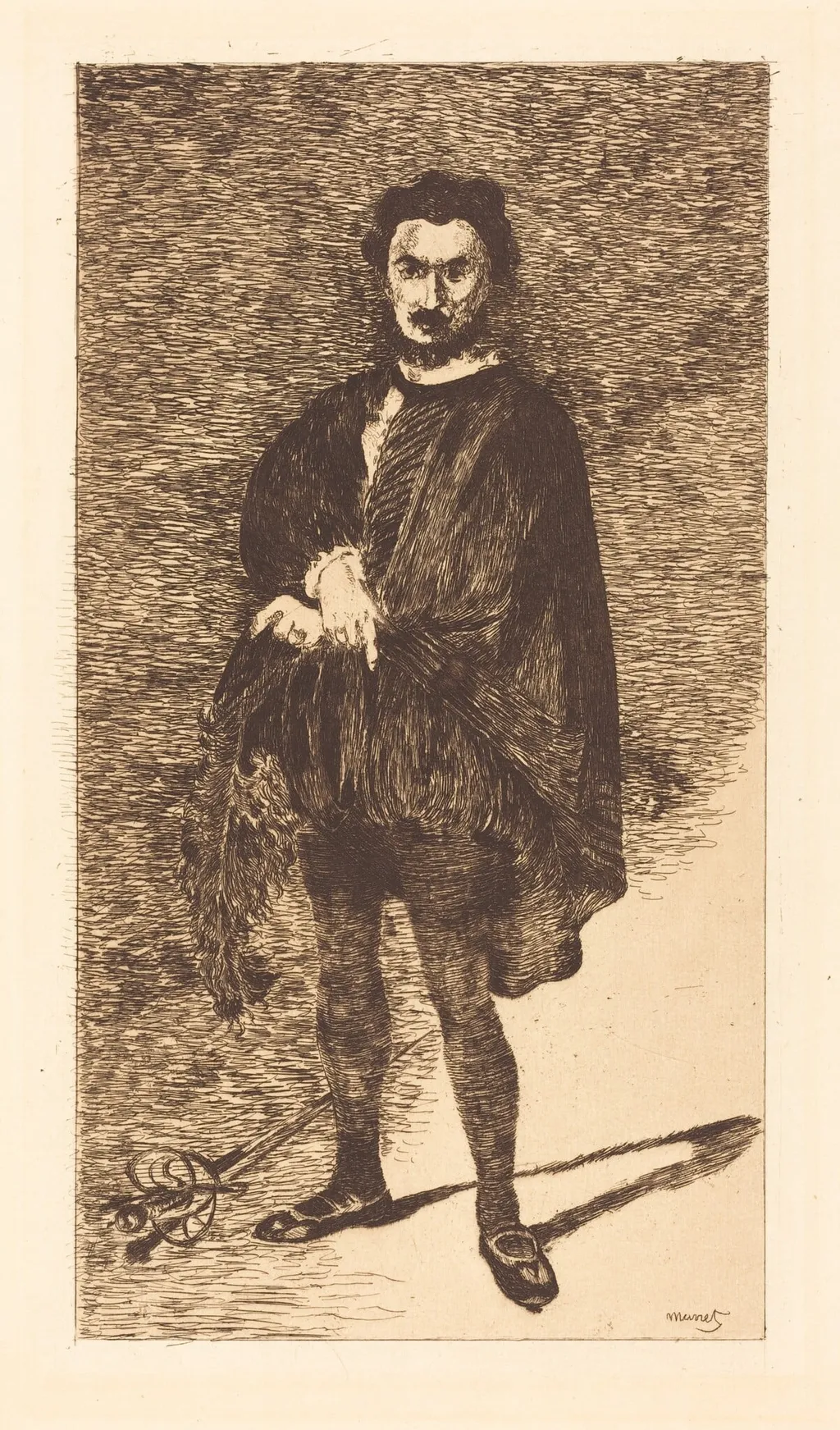 The Tragic Actor (L'acteur tragique), by Edouard Manet, ink, 1866