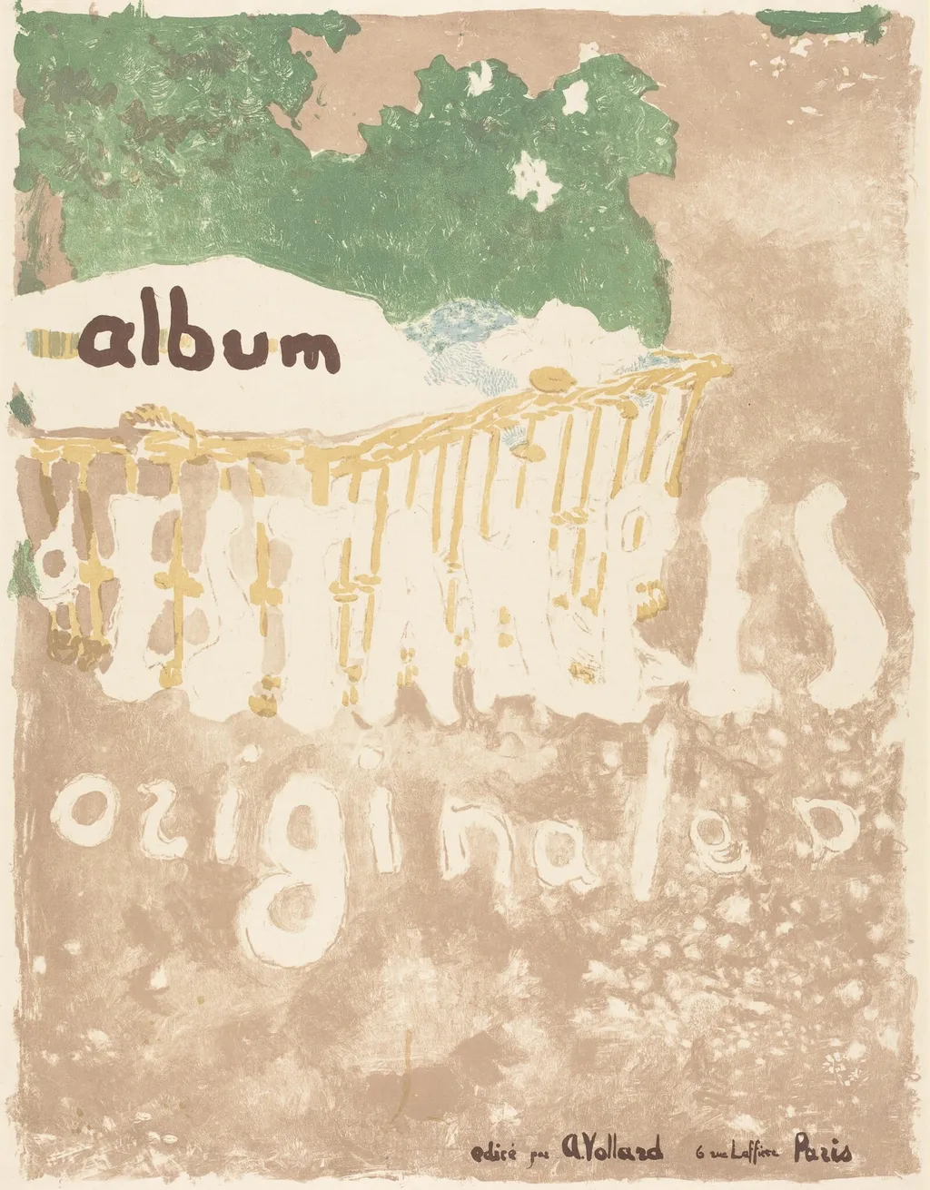 A Baby in a Basket Outdoors (Couverture pour L'Album d'estampes originales), by Édouard Vuillard, ink, 1899
