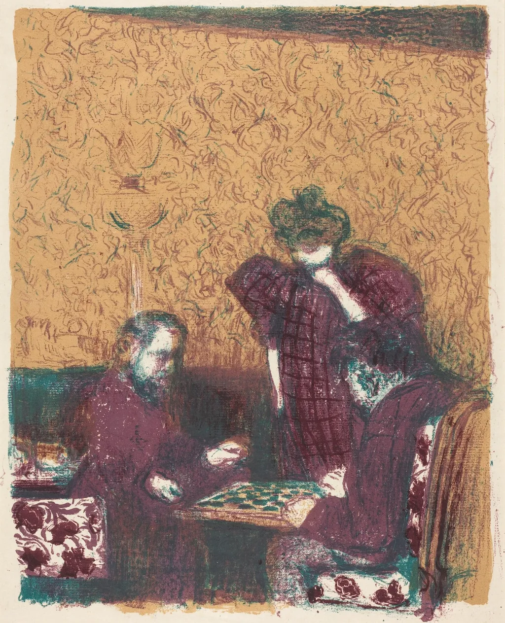 Game of Checkers (La partie de dames), by Édouard Vuillard, ink, 1898