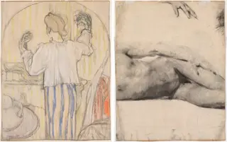 In Front of the Mirror (recto); Reclining Male Nude (verso)