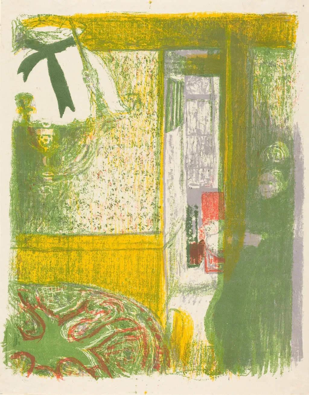 Interior with Hanging Lamp (Interieur à la suspension), by Édouard Vuillard, ink, 1899