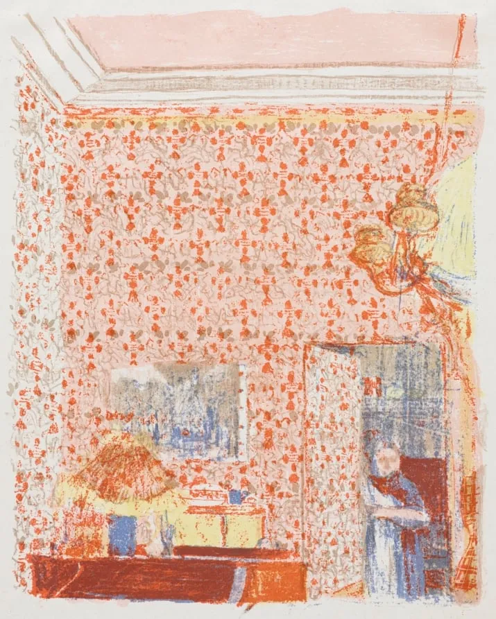 Interior with Pink Wallpaper I, by Édouard Vuillard, 1899