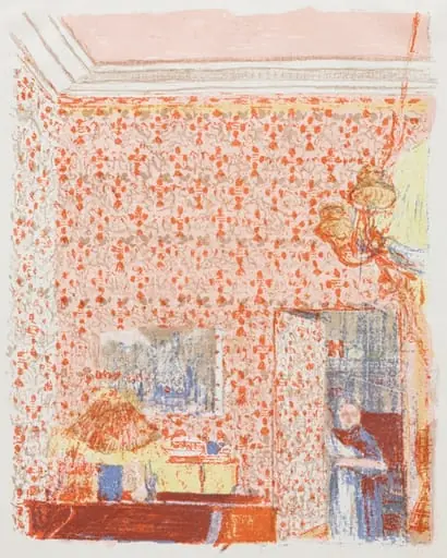 Interior with Pink Wallpaper I, by Édouard Vuillard