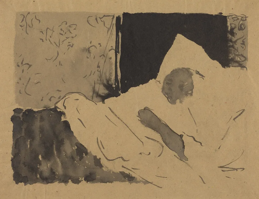 Madame V. Sleeping, by Édouard Vuillard, ink, 1892