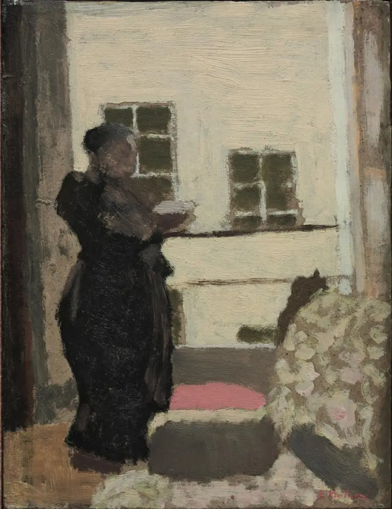 Madame Vuillard Standing, Reading by a Window, by Édouard Vuillard