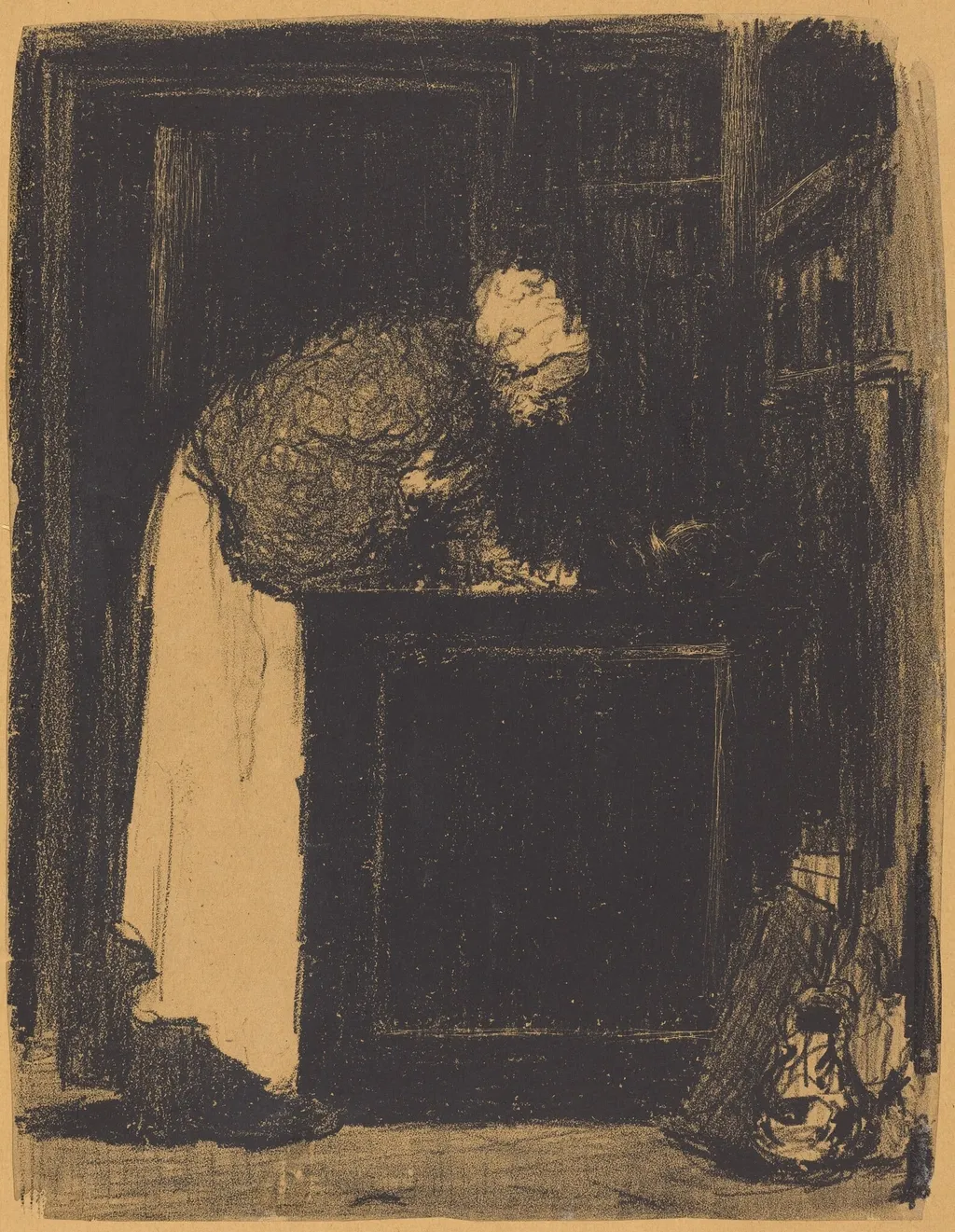 Old Woman at a Stove (Vielle Femme au Fourneau), by Édouard Vuillard, ink, 1893
