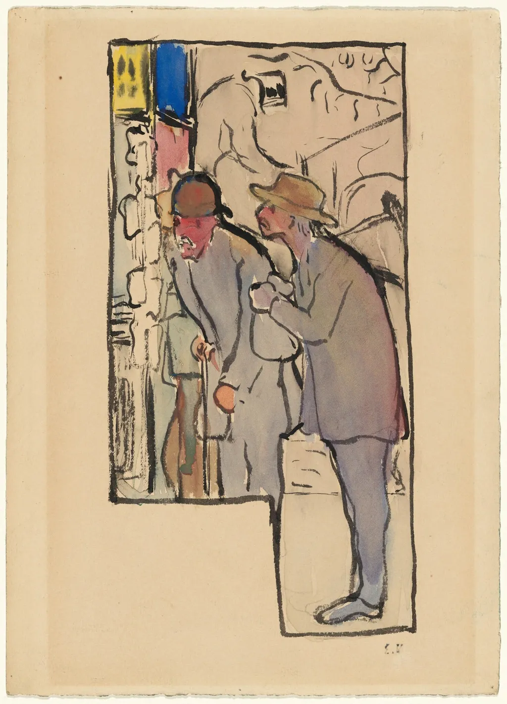 Programme de théâtre (recto); Etudes (verso), by Édouard Vuillard, watercolor, 1900