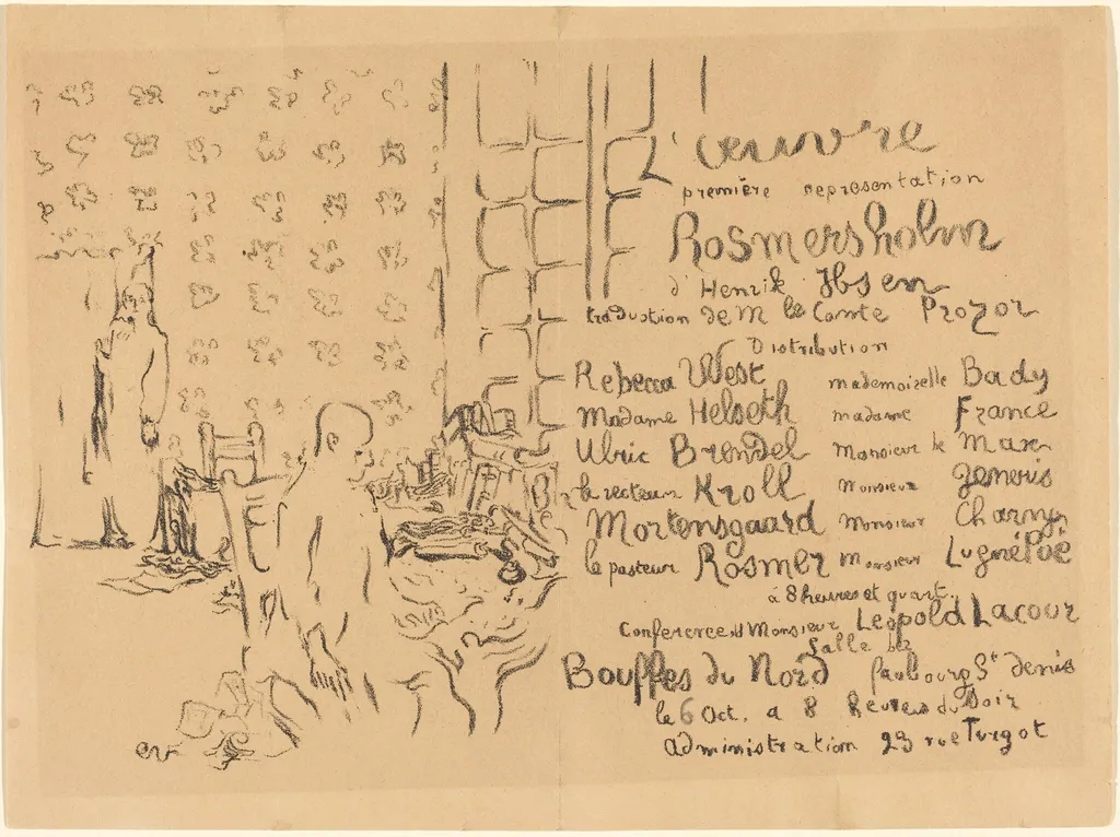 Rosmersholm, by Édouard Vuillard, ink, 1893