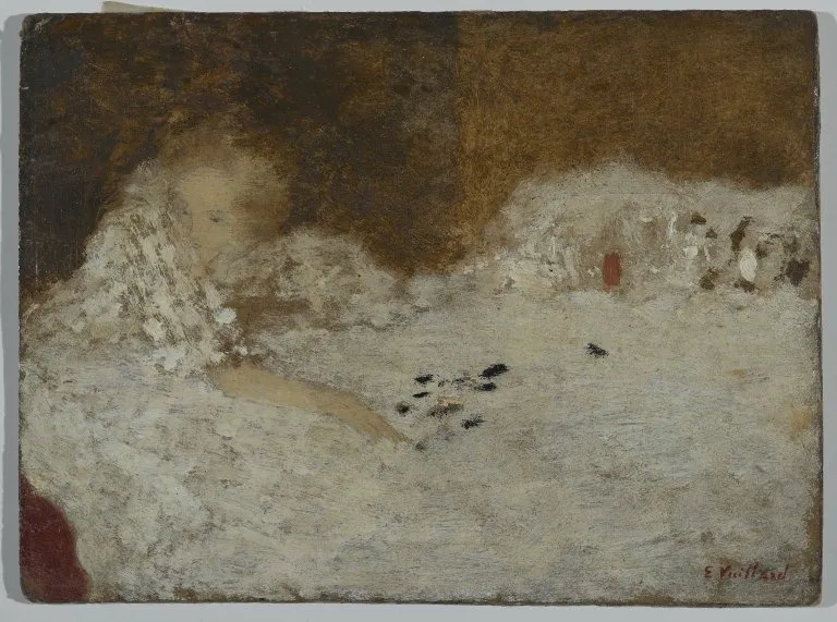 Young Woman in Bed, by Édouard Vuillard, oil, 1898