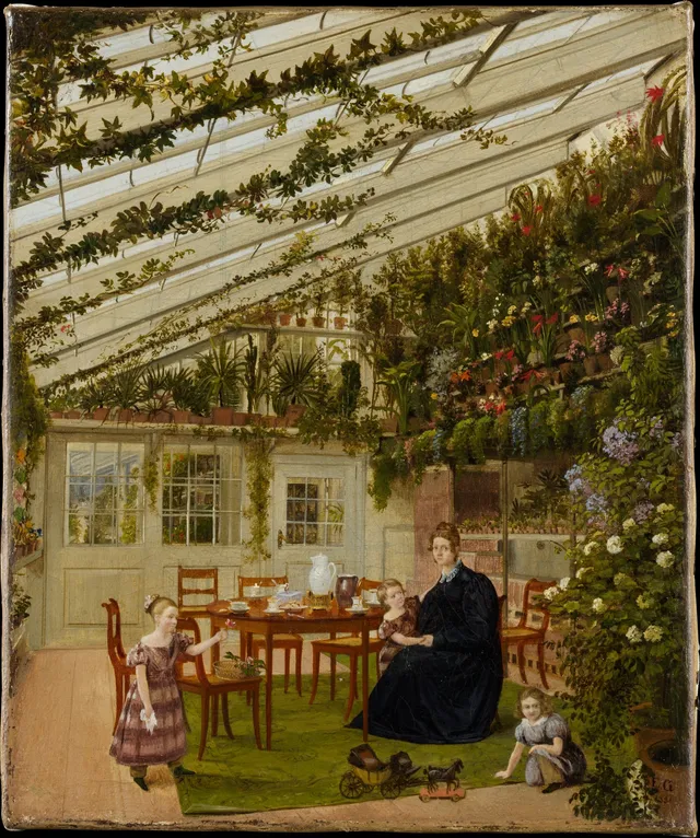 The Family of Mr. Westfal in the Conservatory — Eduard Gaertner