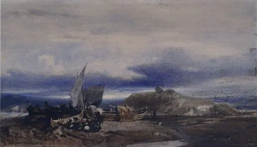 Landscape with Boats, by Eduard Hildebrandt